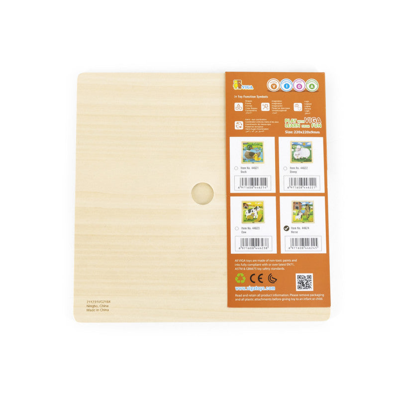 Puzzle din 9 piese mari Mama si puiul Cal, Viga